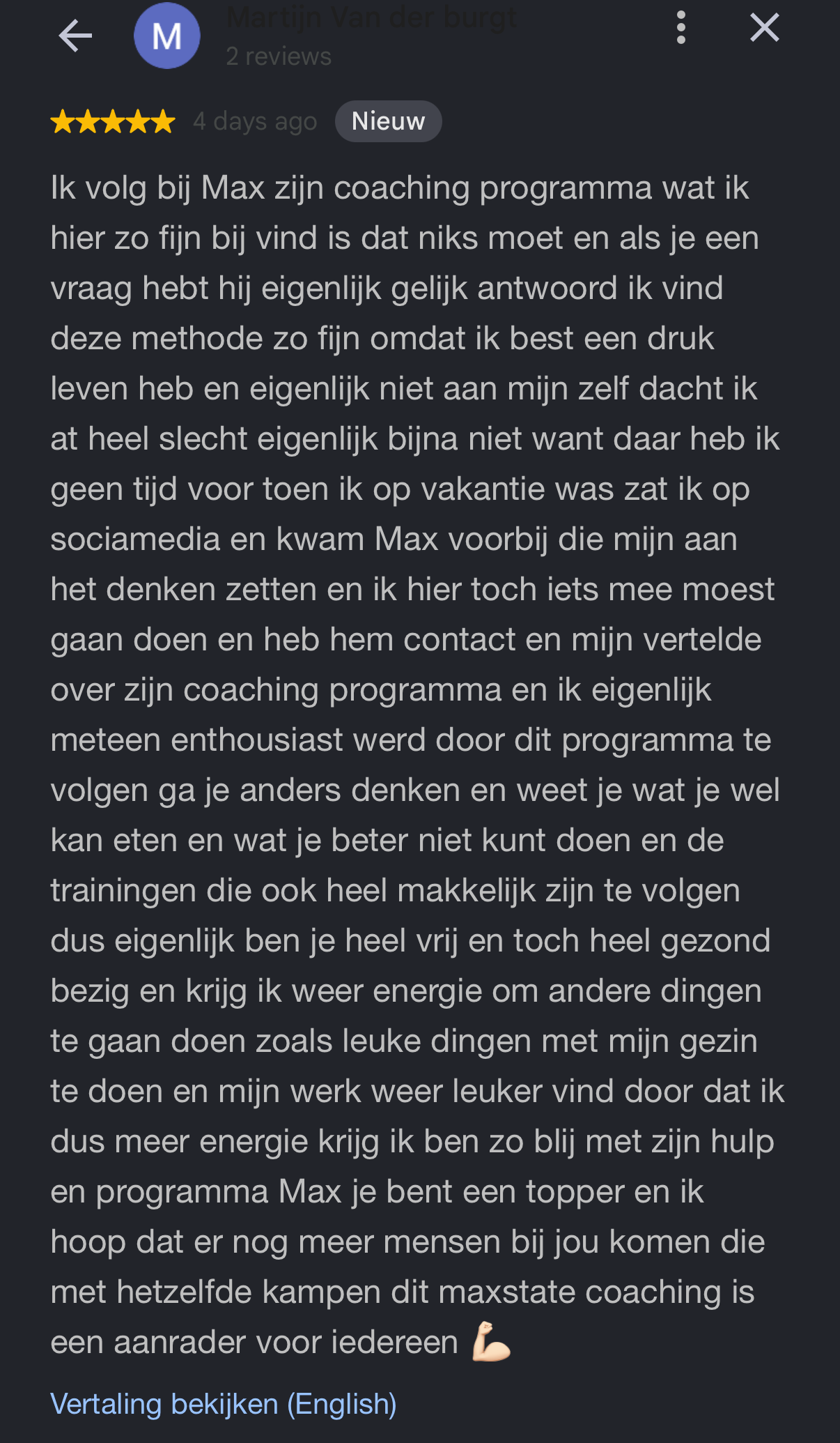 Vijfsterrenreview van Martijn Van der burgt over het MAXSTATE Programma